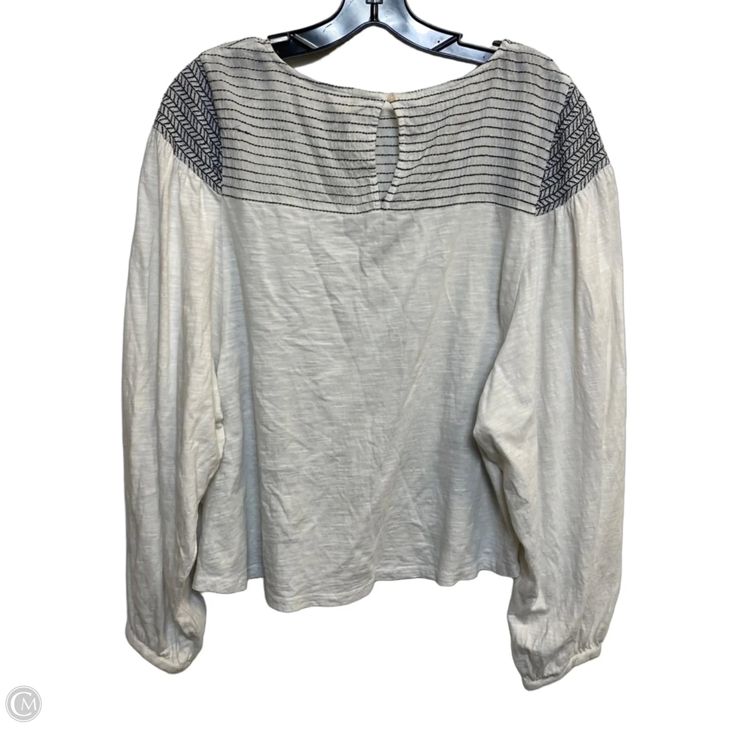 Top Long Sleeve By Anthropologie In Grey & White, Size: M