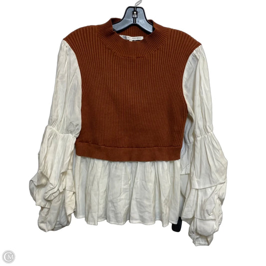 Top Long Sleeve By English Factory In Brown & White, Size: M