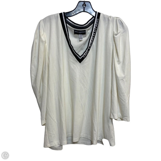 Top 3/4 Sleeve Designer By Karl Lagerfeld In Cream, Size: L