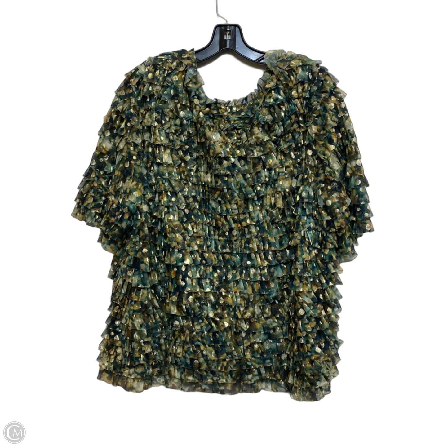 Top Short Sleeve By Chicos In Green & Yellow, Size: Xl