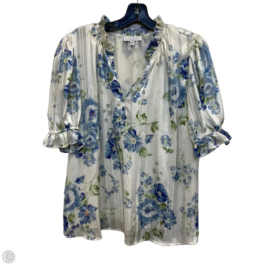 Blouse Short Sleeve By Maison Damelie In Blue, Size: Xl