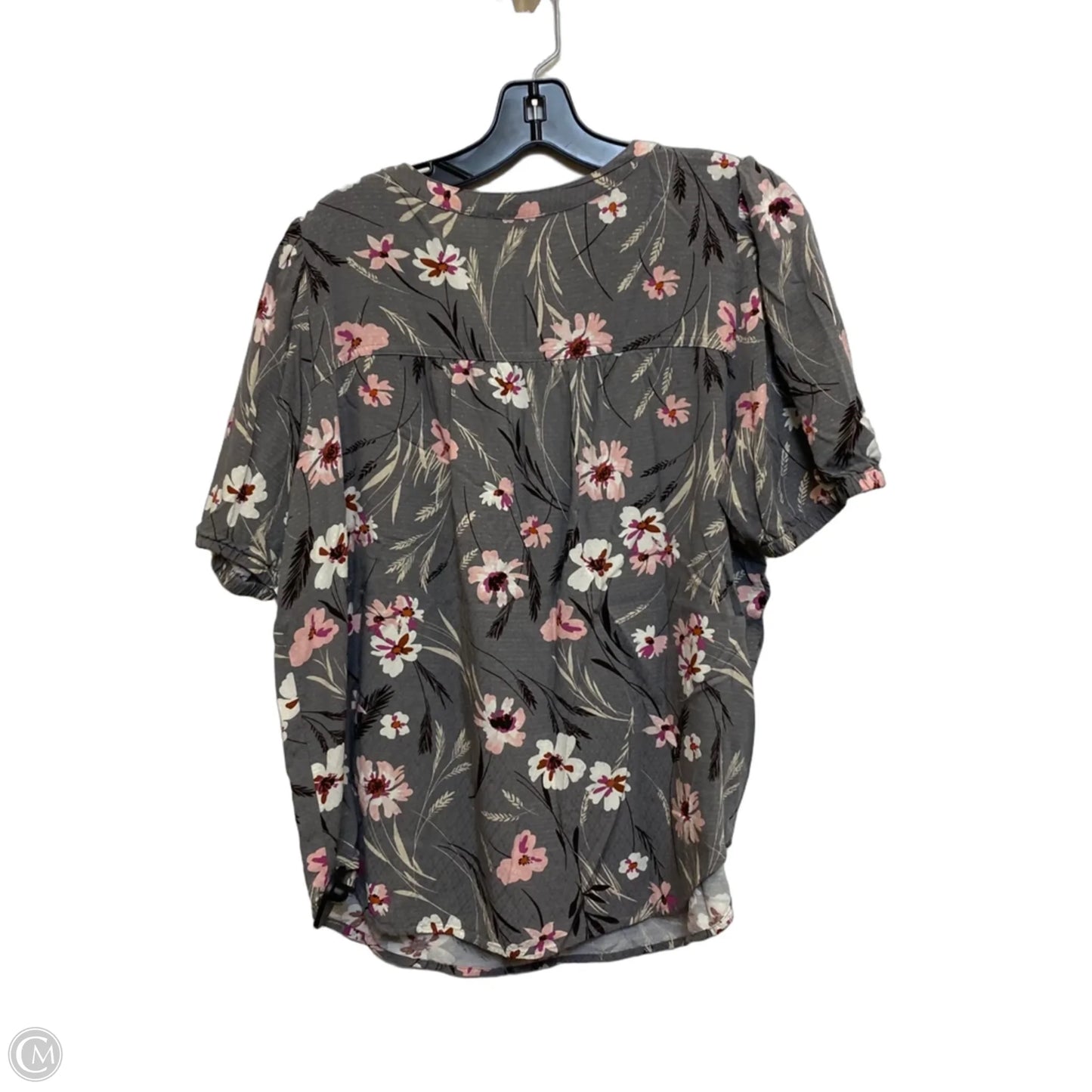 Top Short Sleeve By Loft In Grey, Size: L