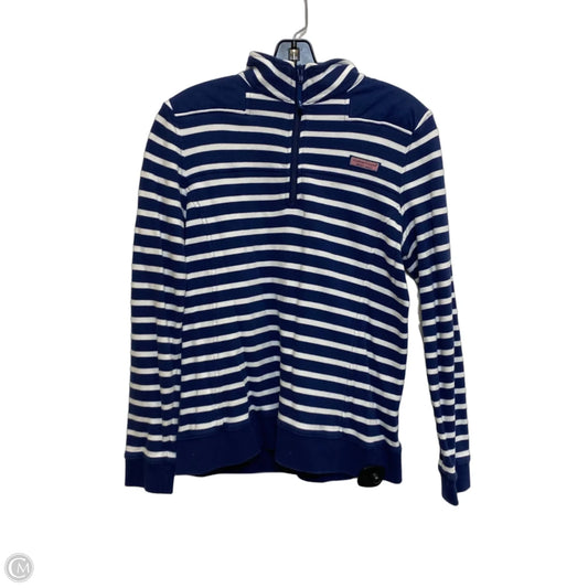 Top Long Sleeve Designer By Vineyard Vines In Blue & White, Size: M