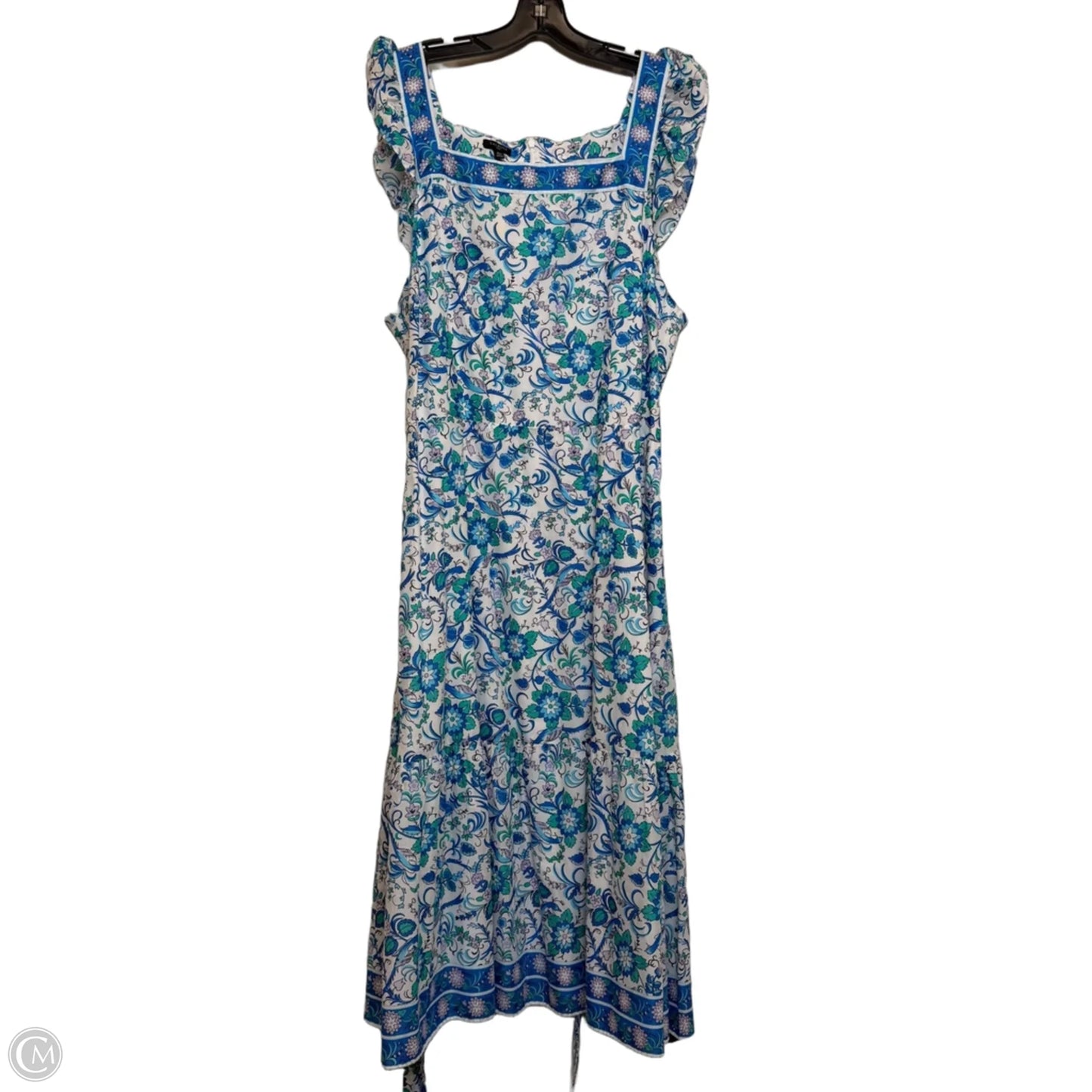 Dress Casual Midi By Talbots In Blue & White, Size: 1x