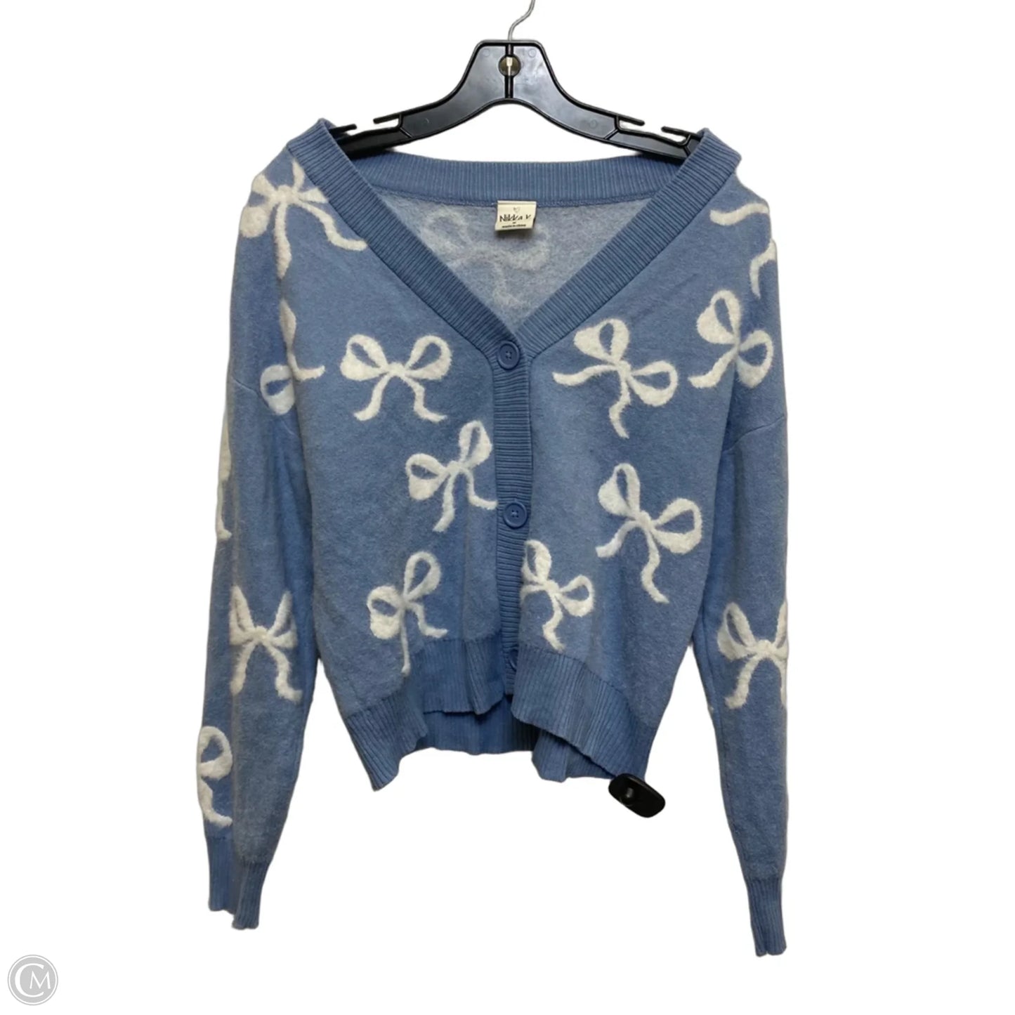 Sweater Cardigan By Cme In Blue & White, Size: M