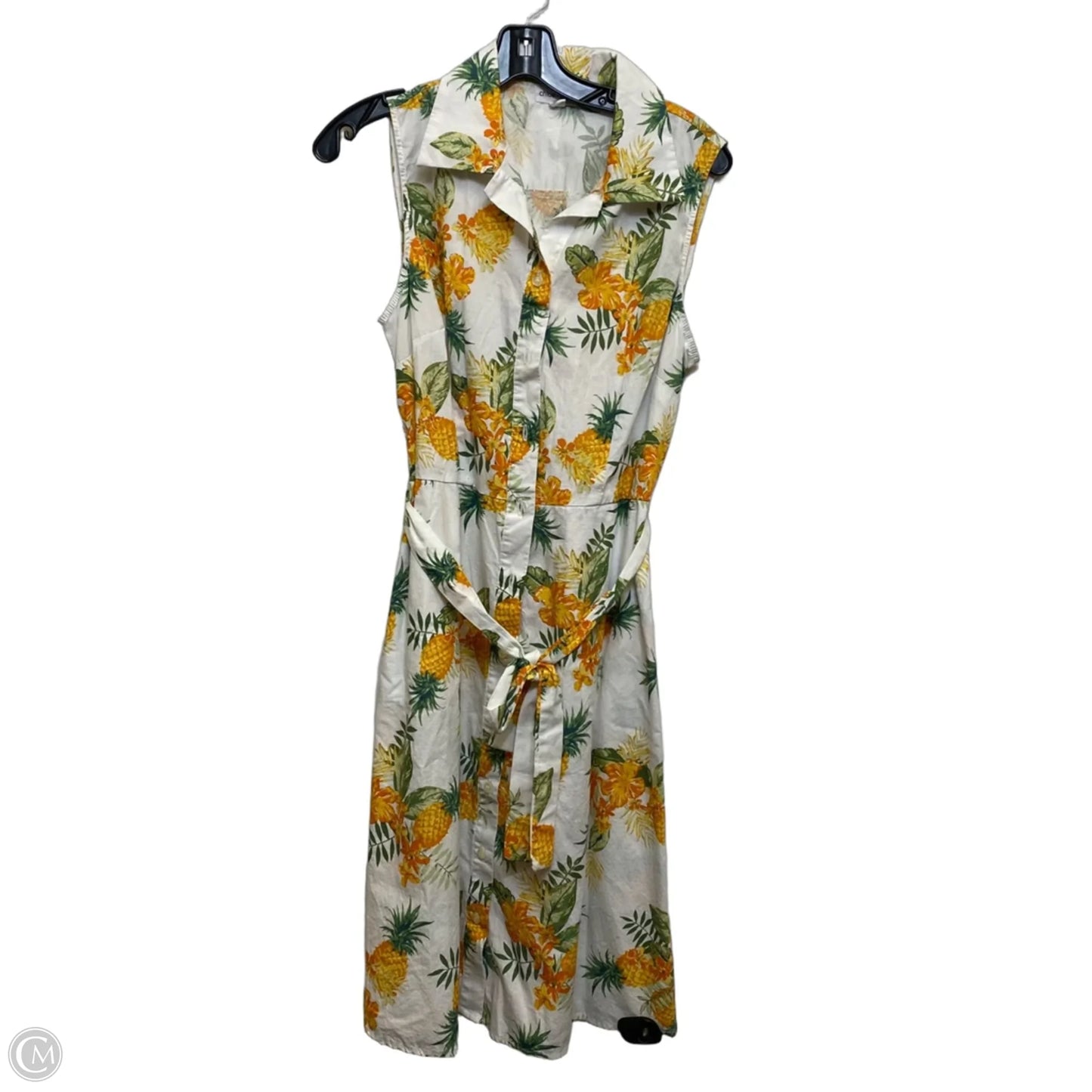 Dress Casual Short By Clothes Mentor In Orange & White, Size: M