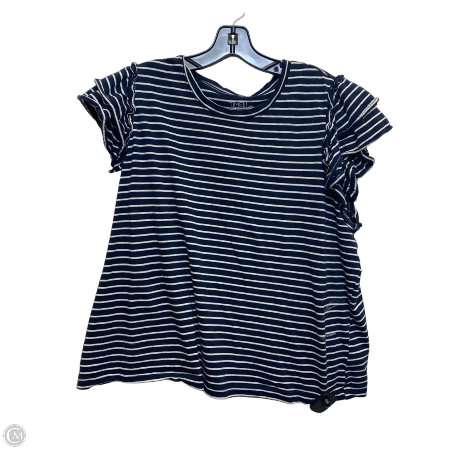 Top Sleeveless By Time And Tru In Blue & White, Size: Xxl