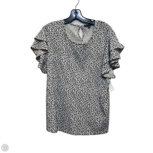 Top Short Sleeve By Adrianna Papell In Black & White, Size: L