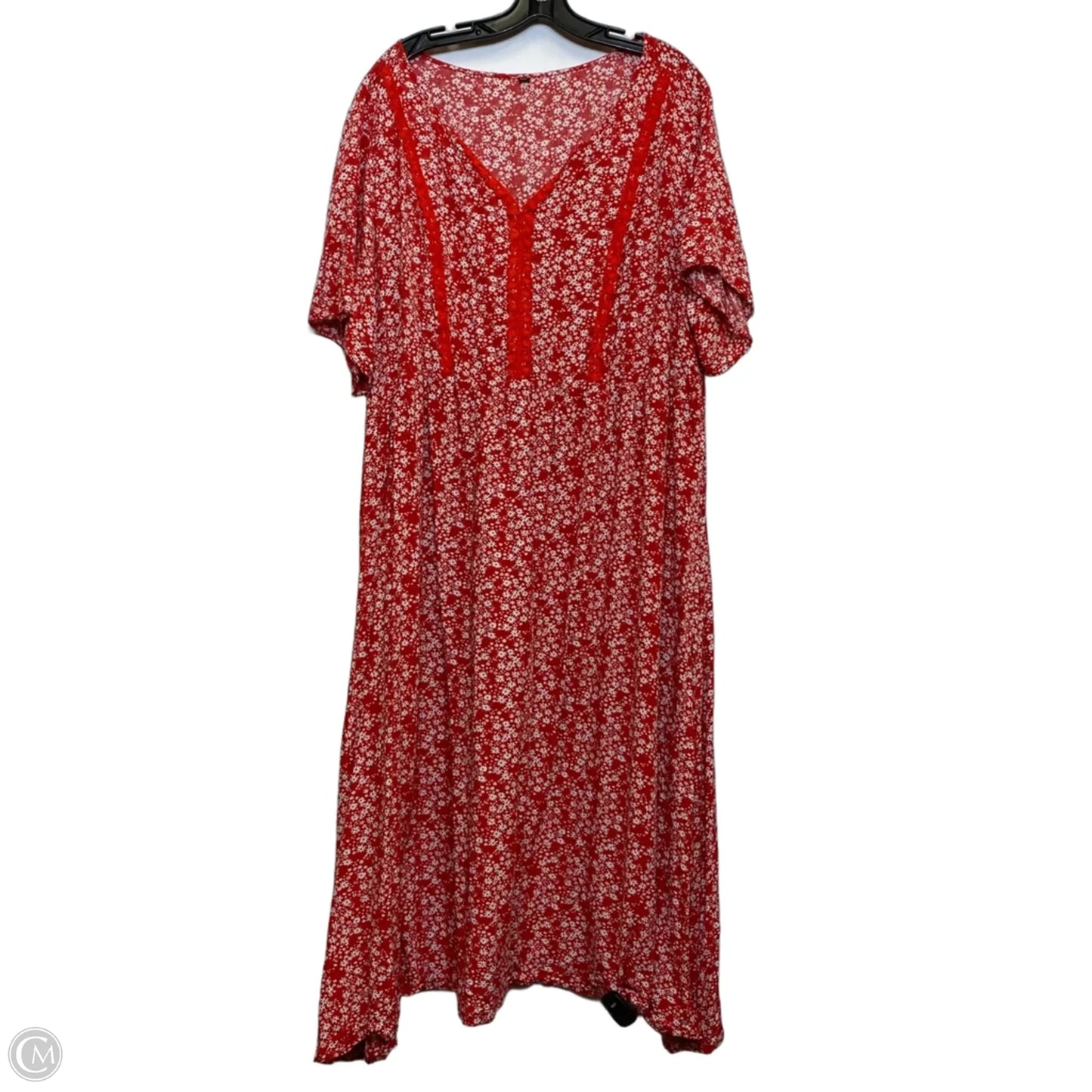 Dress Casual Midi By Cmf In Red & White, Size: 5x
