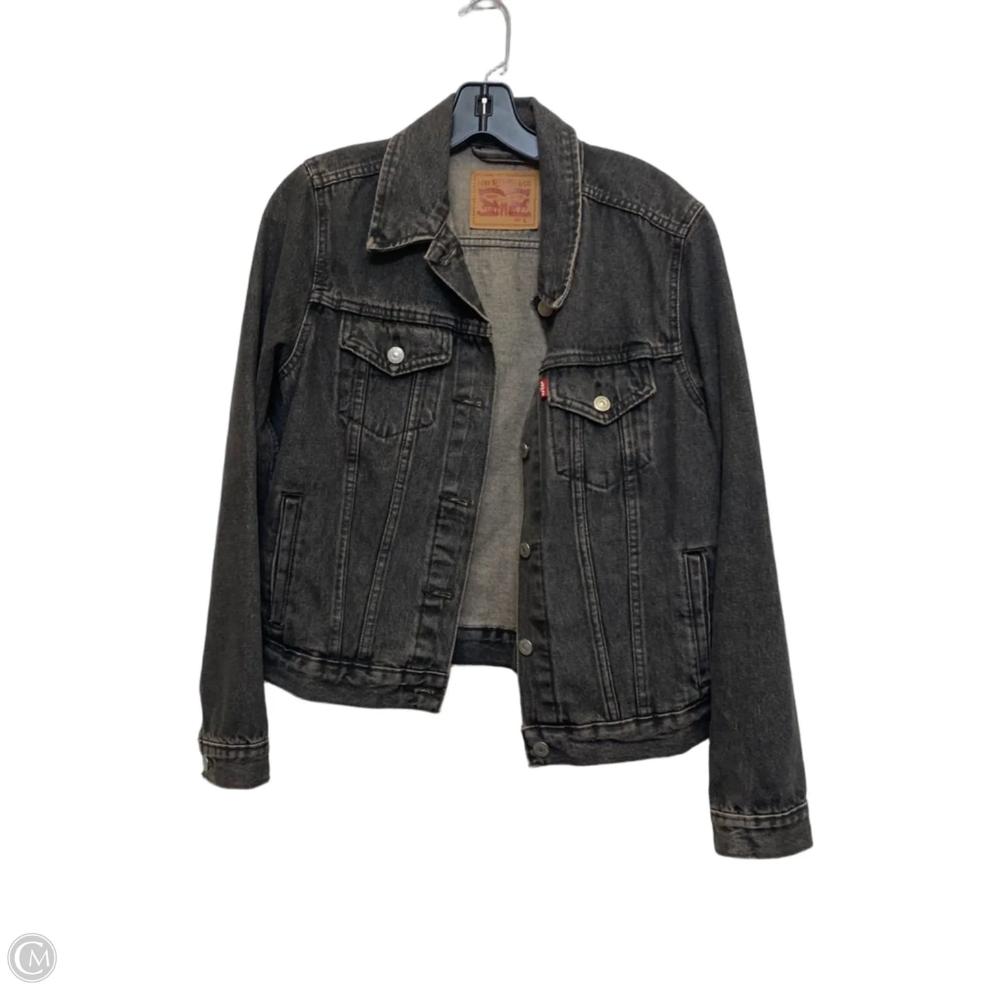 Jacket Denim By Levis In Grey Denim, Size: L