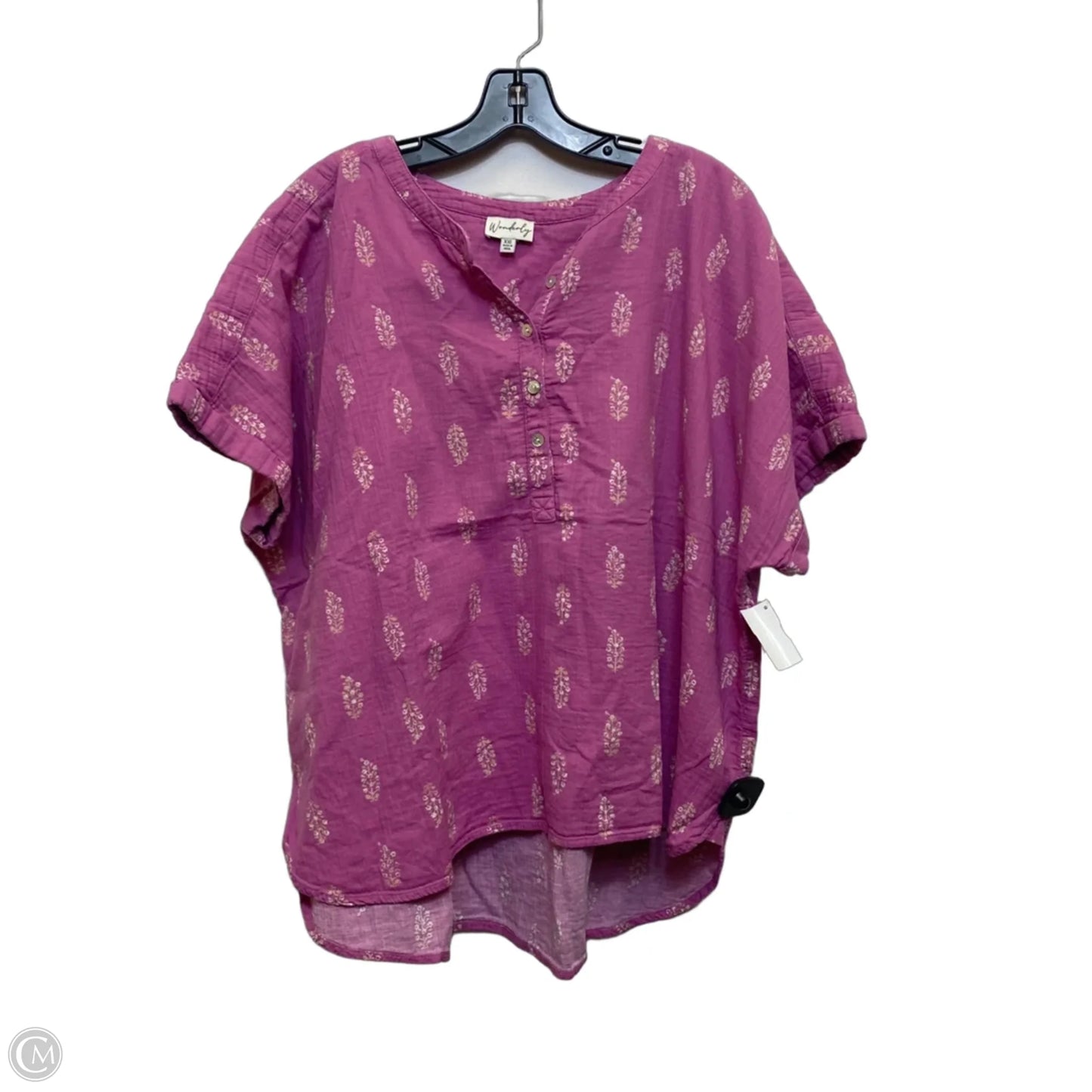 Top Short Sleeve By Wonderly In Pink, Size: Xxl