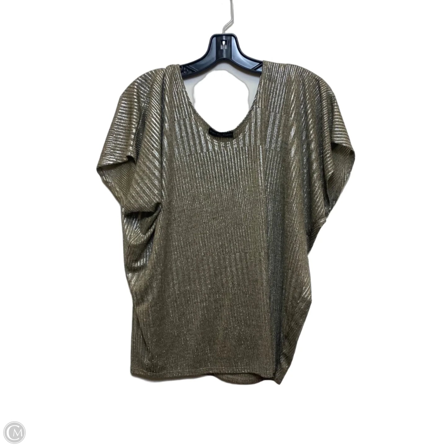 Top Short Sleeve By Kim & Cami In Silver & Tan, Size: L