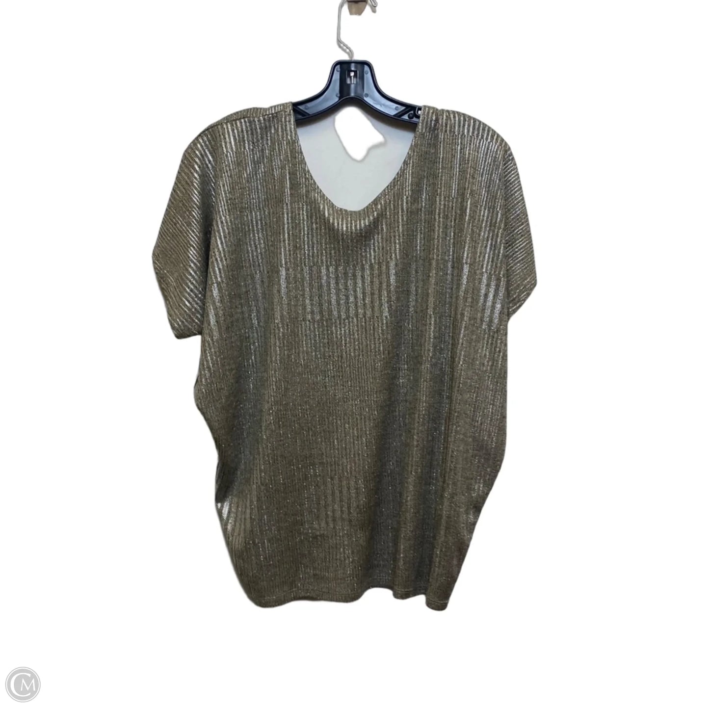 Top Short Sleeve By Kim & Cami In Silver & Tan, Size: L
