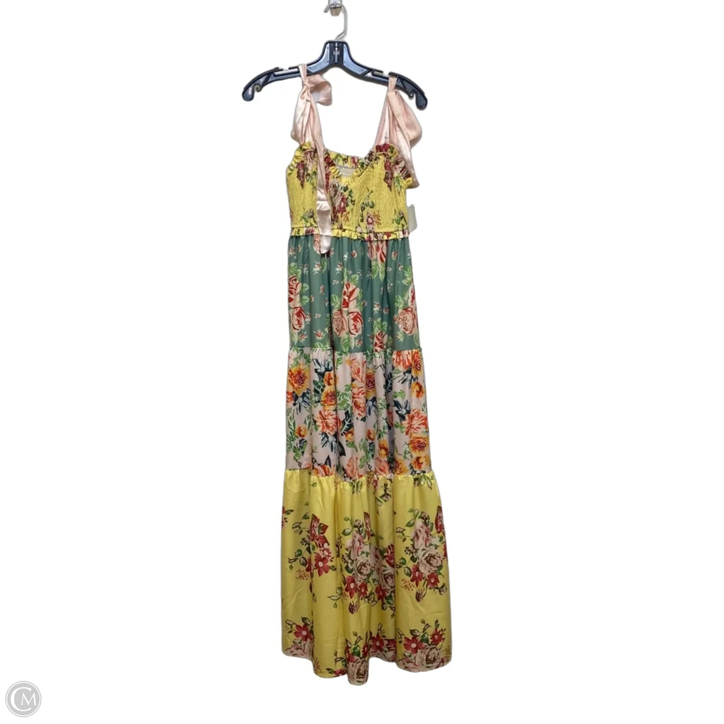 Dress Casual Maxi By Cme In Green & Yellow, Size: M