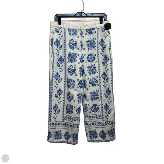 Pants Cropped By Zara In Blue & White, Size: L