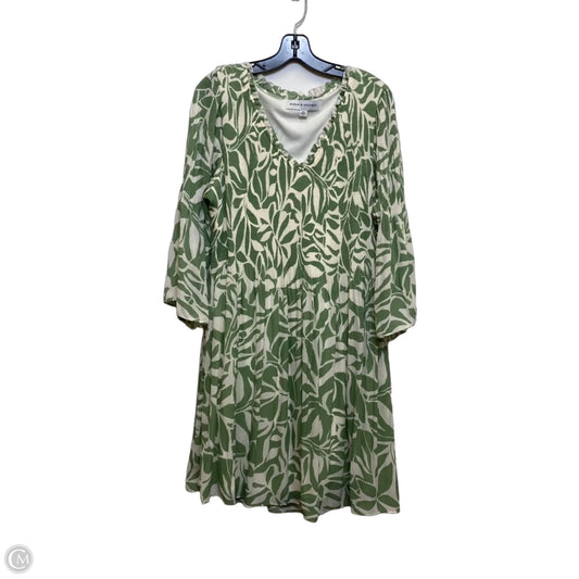 Dress Casual Short By Emma And Michele In Cream & Green, Size: 2x