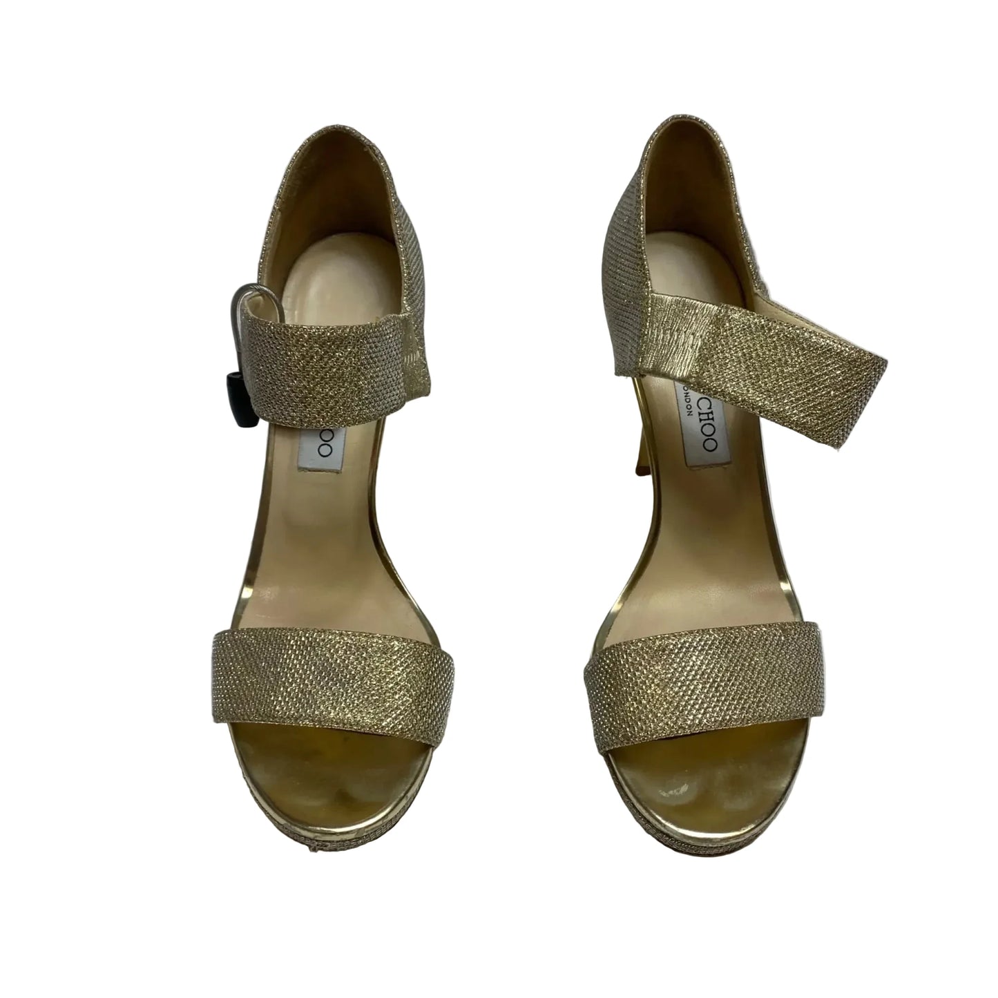 Sandals Luxury Designer By Jimmy Choo In Gold, Size: 10
