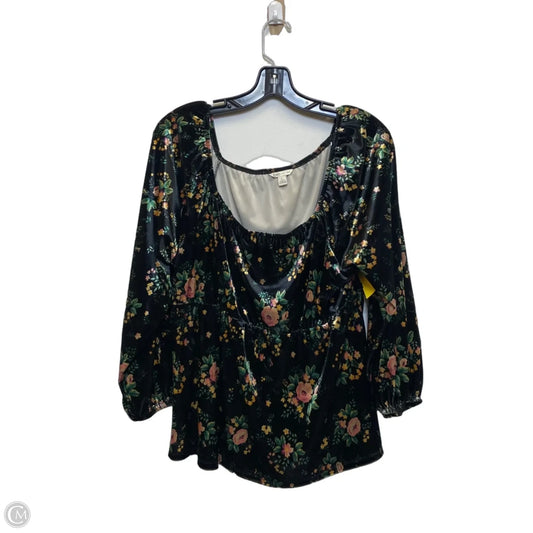 Top Long Sleeve By Cato In Black & Green, Size: L