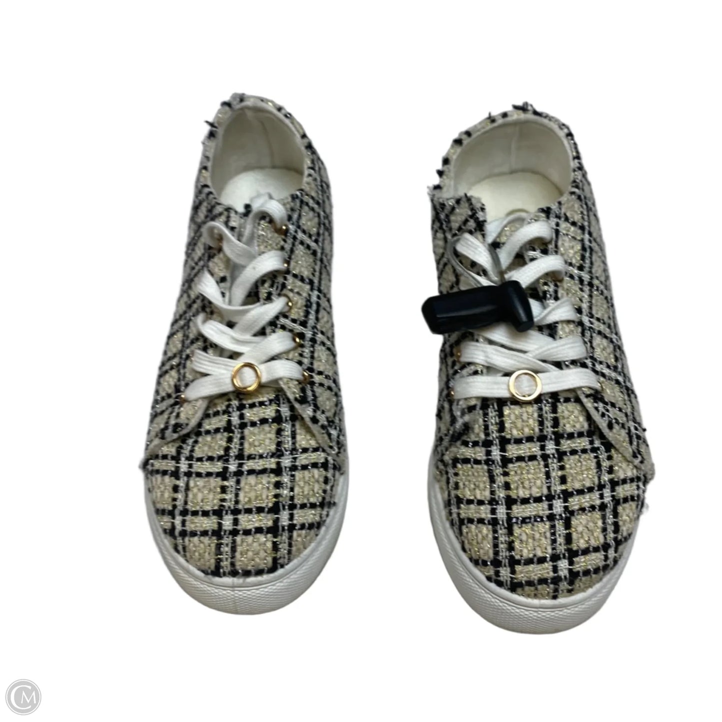Shoes Sneakers By Cato In Black & Cream, Size: 9