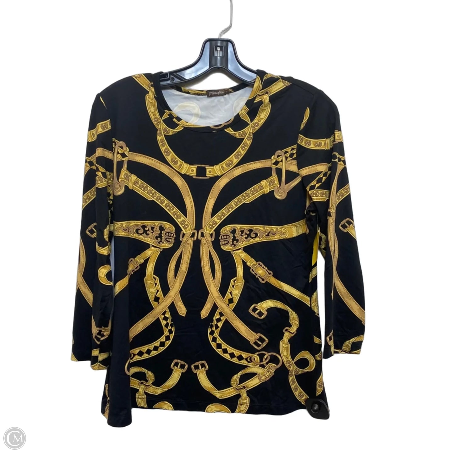 Top 3/4 Sleeve By J Mclaughlin In Black & Brown, Size: M
