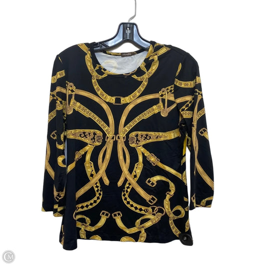 Top 3/4 Sleeve By J Mclaughlin In Black & Brown, Size: M