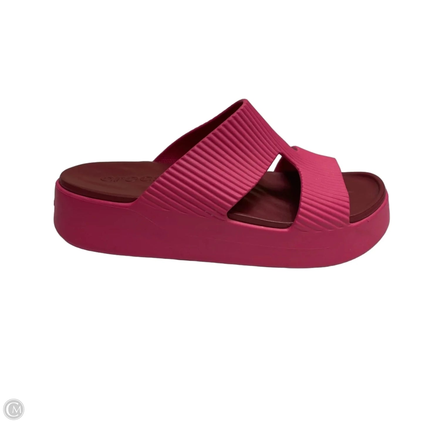 Sandals Heels Platform By Crocs In Pink, Size: 9
