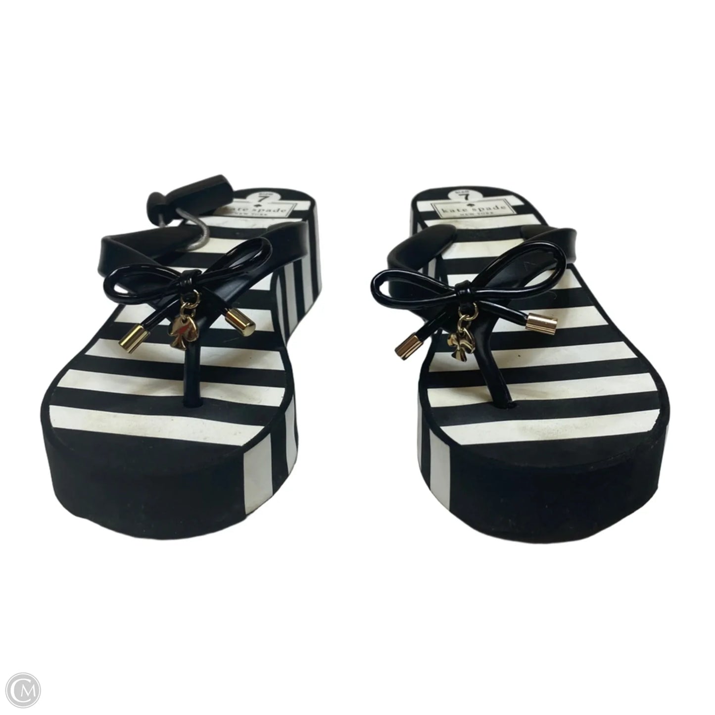Sandals Designer By Kate Spade In Black & White, Size: 7