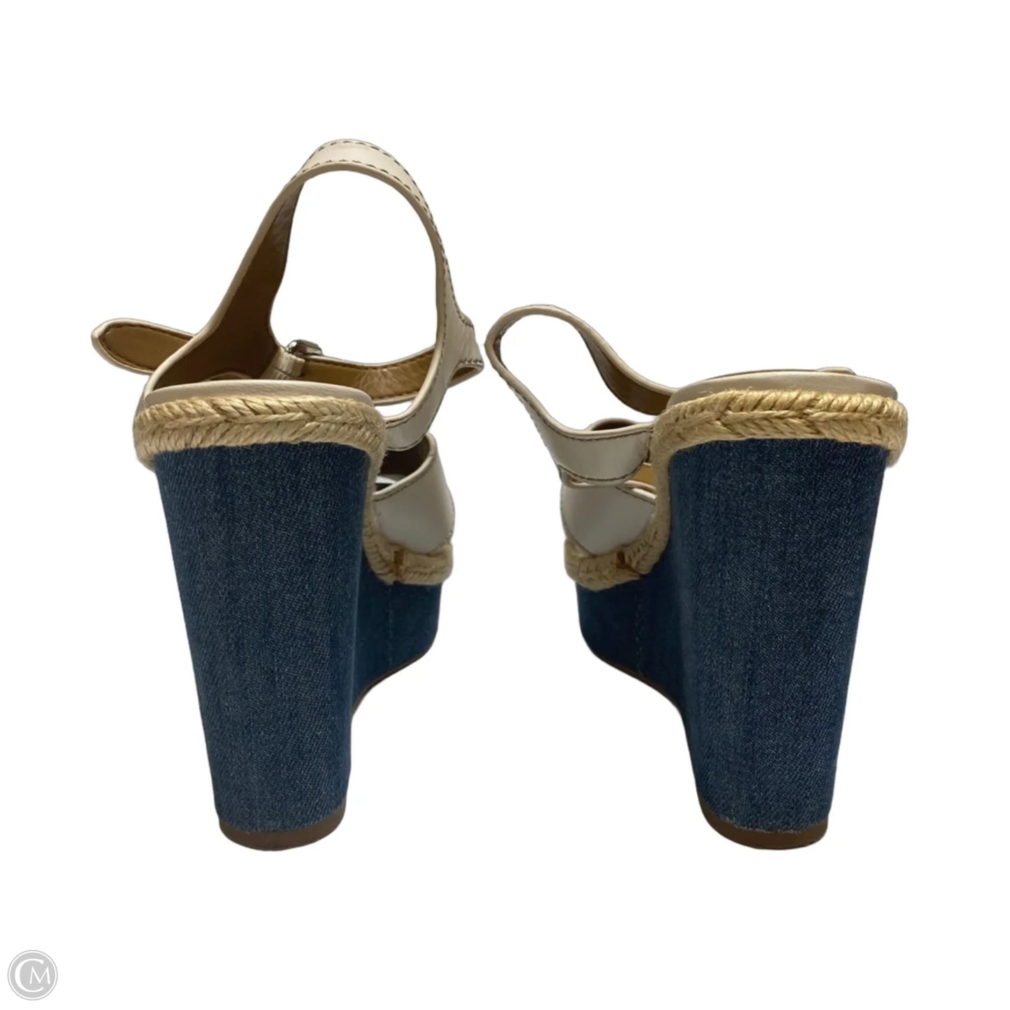 Sandals Designer By Coach In Blue & Cream, Size: 7