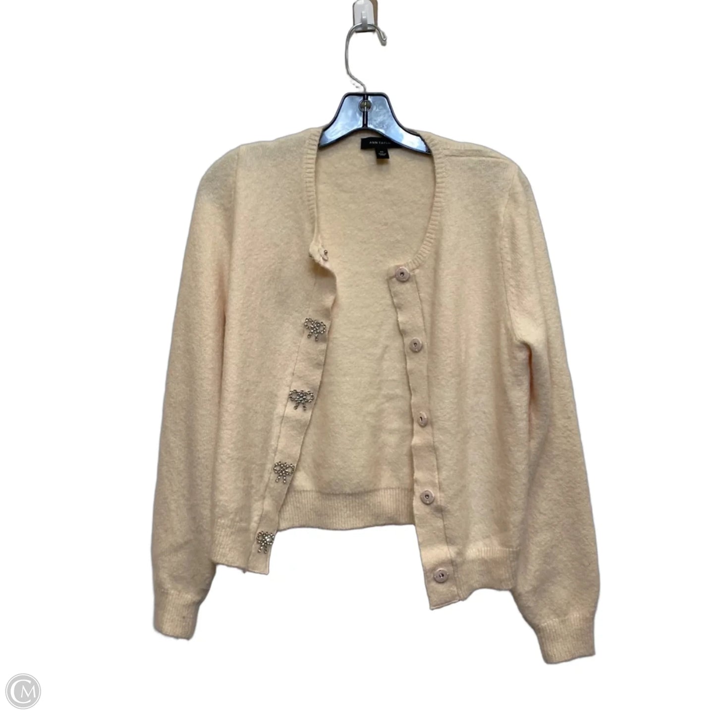 Sweater Cardigan By Ann Taylor In Peach, Size: Xs