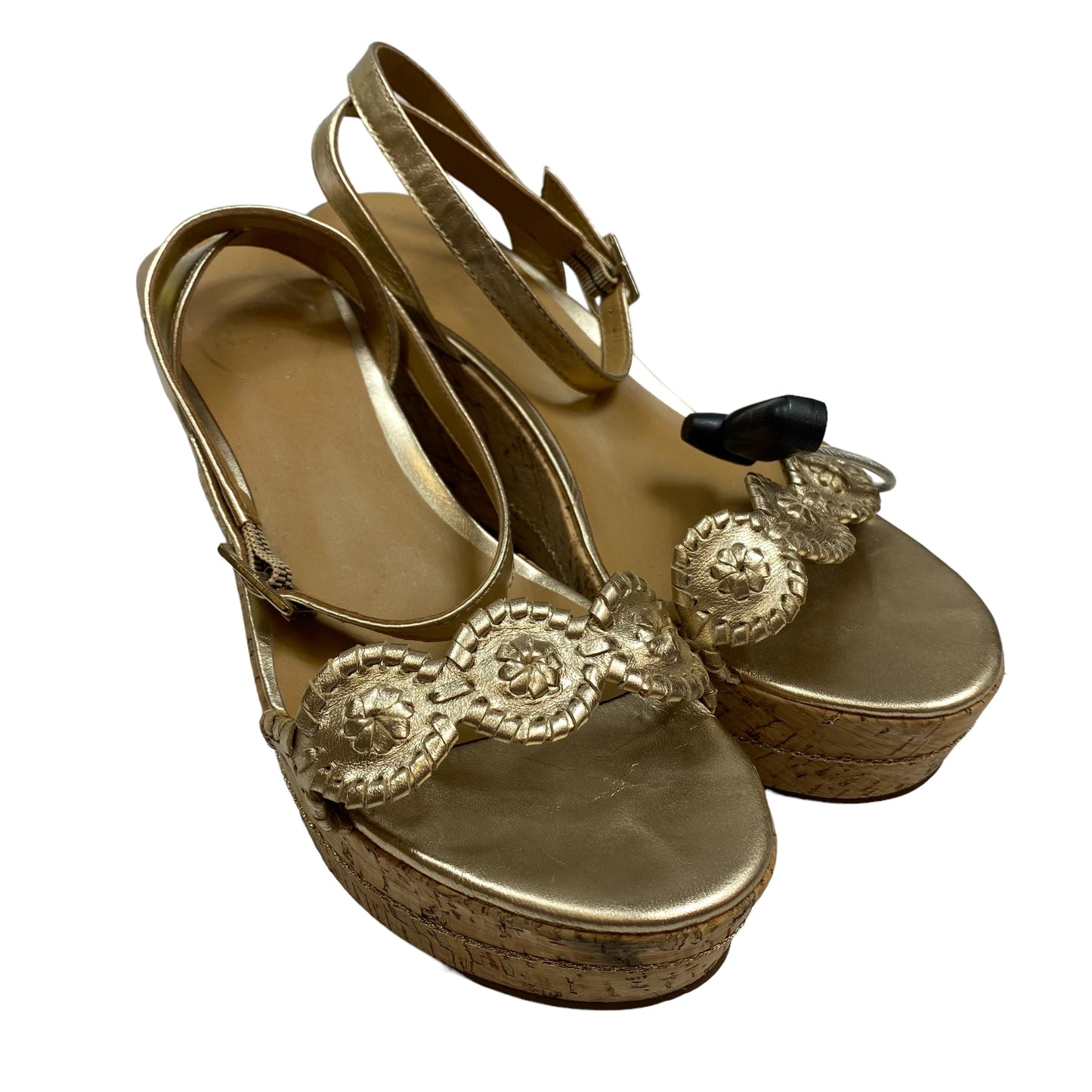 Gold Sandals Designer Jack Rogers, Size 8