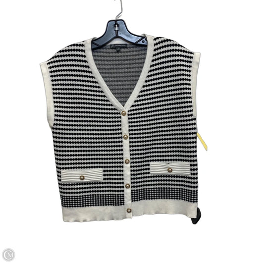 Vest Sweater By Adrianna Papell In Black & White, Size: S