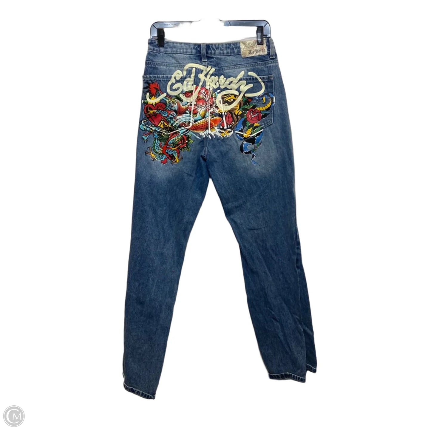 Jeans Straight By Ed Hardy In Blue Denim, Size: 10