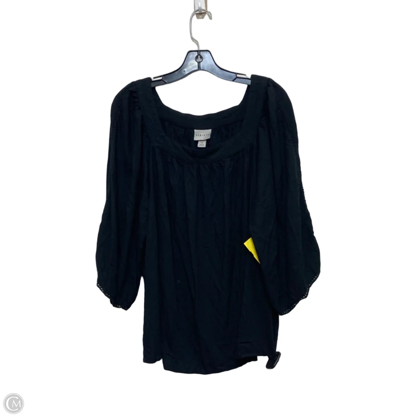 Top Short Sleeve By Ava & Viv In Black, Size: 2x