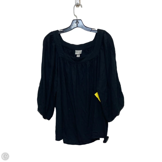 Top Short Sleeve By Ava & Viv In Black, Size: 2x