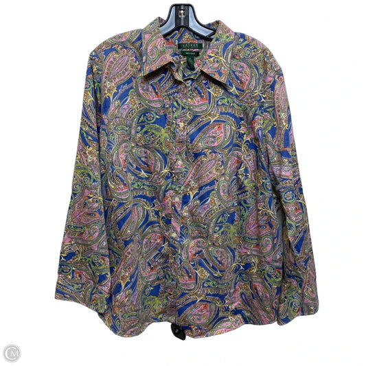 Top Long Sleeve By Lauren By Ralph Lauren In Multi-colored, Size: 2x