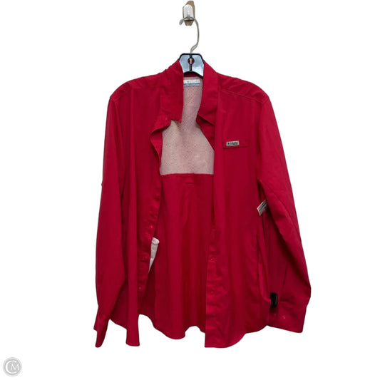 Athletic Top Long Sleeve Collar By Columbia In Pink, Size: L