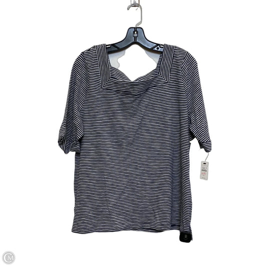 Top Short Sleeve By Talbots In Blue & White, Size: Xl