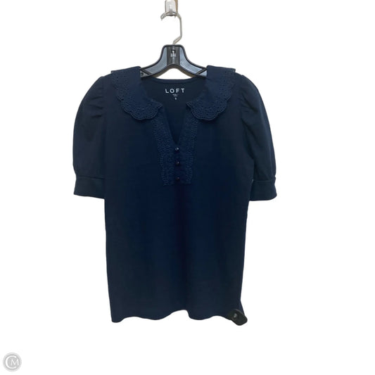 Top Short Sleeve By Loft In Navy, Size: S