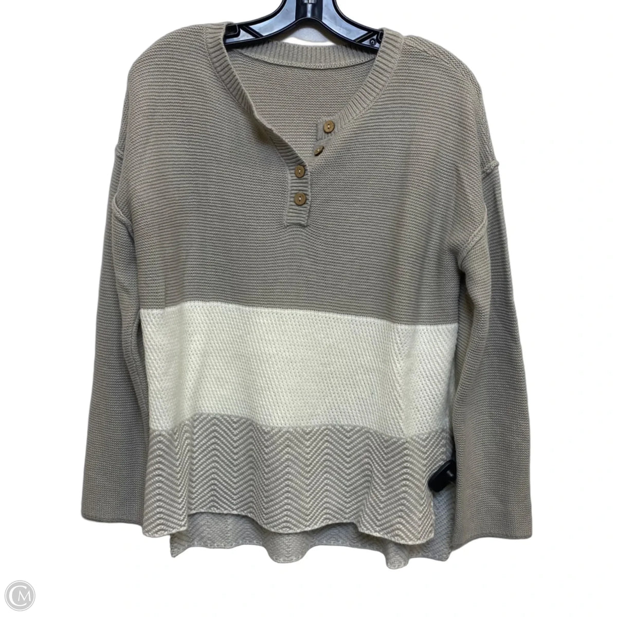 Sweater By Cmf In Cream & Grey, Size: S