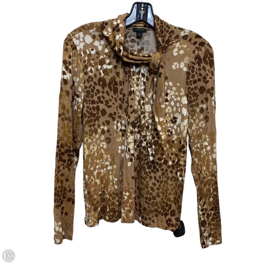 Top Long Sleeve By Ann Taylor In Brown & Cream, Size: S