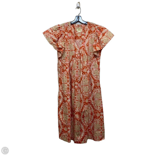 Dress Casual Midi By Maeve In Orange & Tan, Size: M