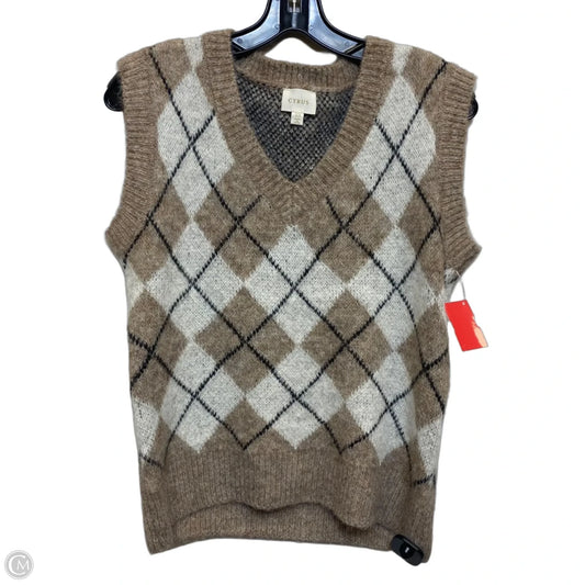 Vest Sweater By Cyrus In Brown & White, Size: Xs