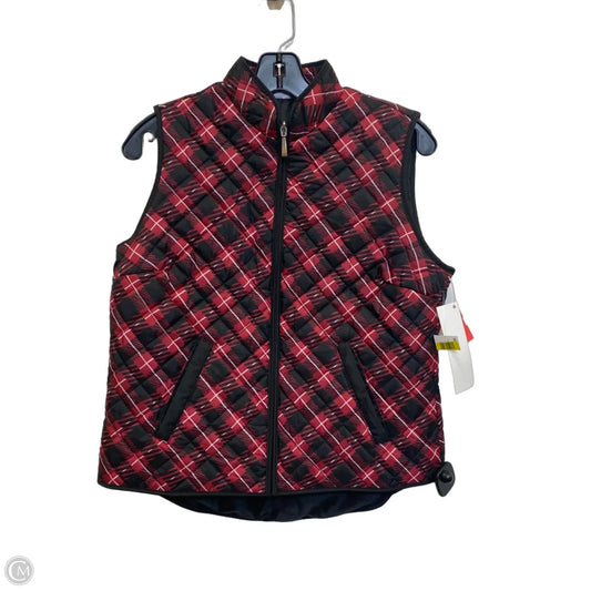 Vest Puffer & Quilted By Karen Scott In Black & Red, Size: Mp