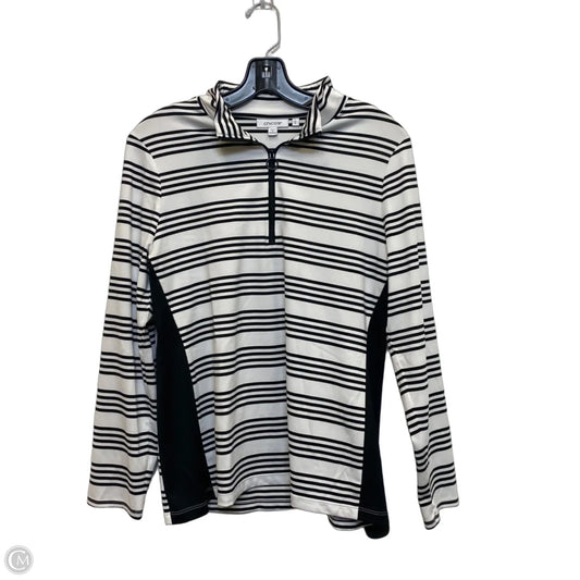 Athletic Top Long Sleeve Collar By Chicos In Black & White, Size: M