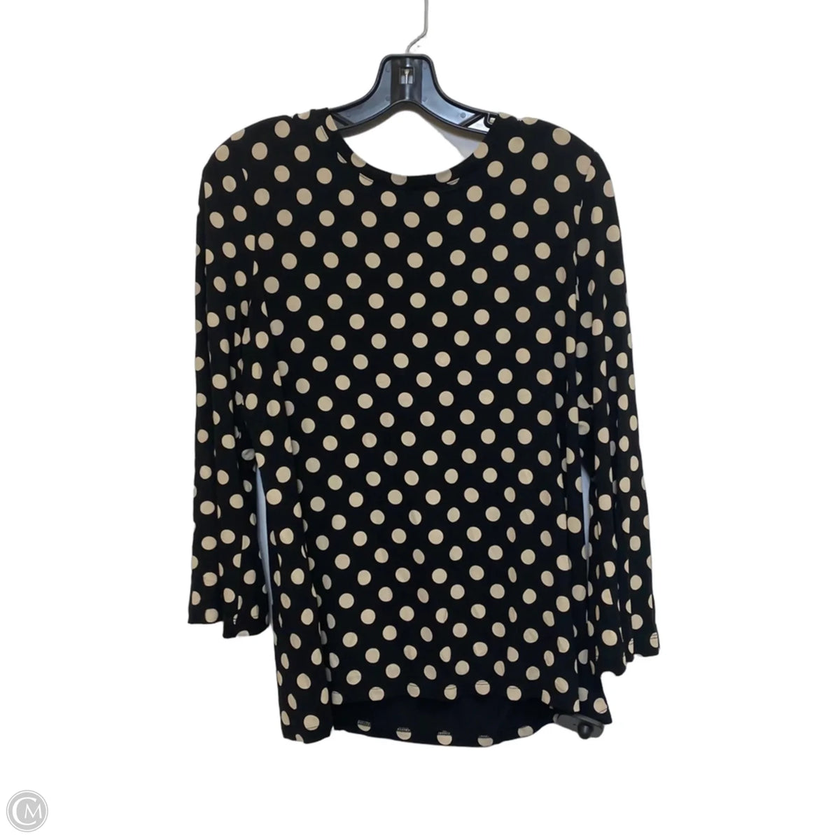 Top 3/4 Sleeve Basic By Chicos In Black & Tan, Size: L