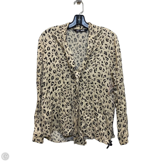 Blouse Long Sleeve By Zara In Cream, Size: S