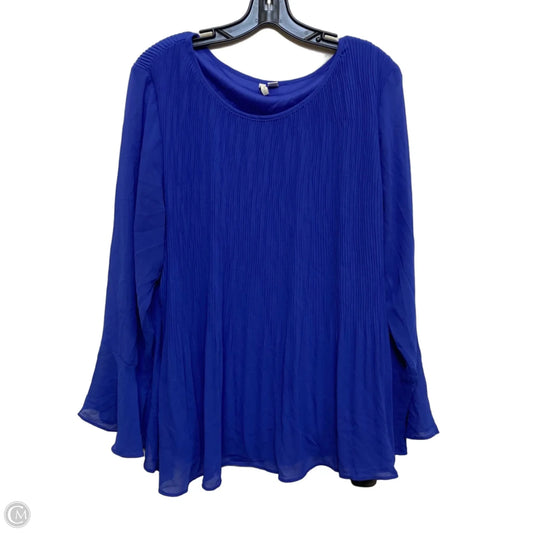 Top Long Sleeve By Cato In Blue, Size: 1x