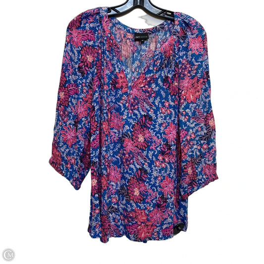 Top 3/4 Sleeve By Jones New York In Blue & Pink, Size: 2x