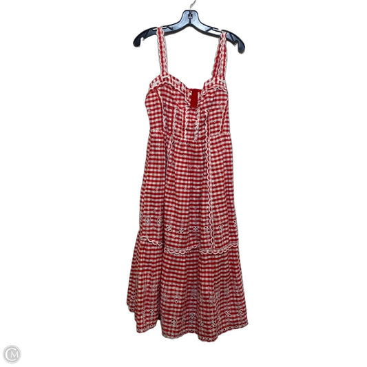Dress Casual Midi By Anthropologie In Red & White, Size: M