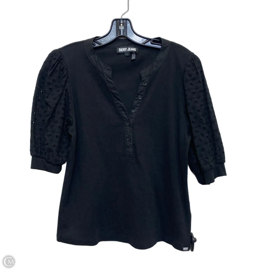 Top Short Sleeve By Dkny In Black, Size: L